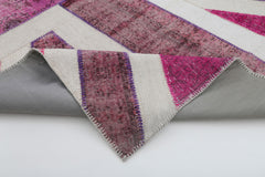 Flag Patchwork Pembe Figürlü Pamuk Yün El Dokuma Halısı 202x302 Agacan