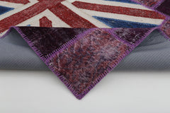 Flag Patchwork Mor Figürlü Pamuk Yün El Dokuma Halısı 171x247 Agacan