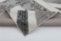 Flag Patchwork Gri Figürlü Pamuk Yün El Dokuma Halısı 174x244 Agacan