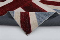 Flag Patchwork Mavi Figürlü Pamuk Yün El Dokuma Halısı 172x240 Agacan