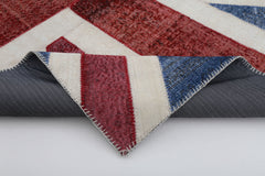 Flag Patchwork Mavi Figürlü Pamuk Yün El Dokuma Halısı 172x242 Agacan