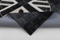 Flag Patchwork Siyah Figürlü Pamuk Yün El Dokuma Halısı 173x248 Agacan