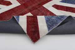 Flag Patchwork Mavi Figürlü Pamuk Yün El Dokuma Halısı 172x240 Agacan