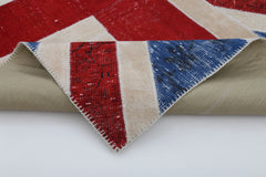 Flag Patchwork Mavi Figürlü Pamuk Yün El Dokuma Halısı 172x242 Agacan