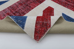 Flag Patchwork Mavi Figürlü Pamuk Yün El Dokuma Halısı 173x244 Agacan