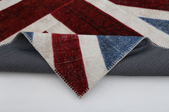 Flag Patchwork Mavi Figürlü Pamuk Yün El Dokuma Halısı 172x242 Agacan