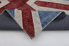 Flag Patchwork Mavi Figürlü Pamuk Yün El Dokuma Halısı 122x182 Agacan
