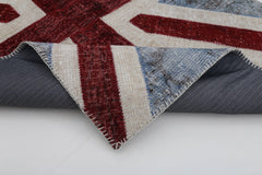Flag Patchwork Mavi Figürlü Pamuk Yün El Dokuma Halısı 123x182 Agacan