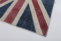 Flag Patchwork Mavi Figürlü Pamuk Yün El Dokuma Halısı 122x181 Agacan