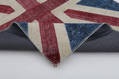 Flag Patchwork Mavi Figürlü Pamuk Yün El Dokuma Halısı 122x181 Agacan