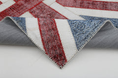 Flag Patchwork Mavi Figürlü Pamuk Yün El Dokuma Halısı 123x184 Agacan