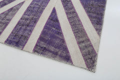 Flag Patchwork Mor Figürlü Pamuk Yün El Dokuma Halısı 138x214 Agacan