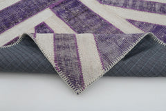 Flag Patchwork Mor Figürlü Pamuk Yün El Dokuma Halısı 138x214 Agacan
