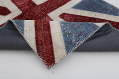 Flag Patchwork Mavi Figürlü Pamuk Yün El Dokuma Halısı 123x182 Agacan