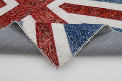 Flag Patchwork Mavi Figürlü Pamuk Yün El Dokuma Halısı 124x183 Agacan