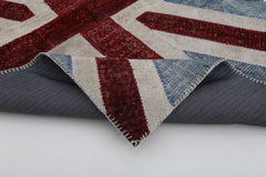 Flag Patchwork Mavi Figürlü Pamuk Yün El Dokuma Halısı 123x182 Agacan