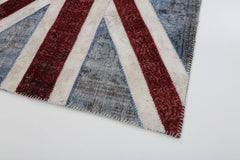 Flag Patchwork Mavi Figürlü Pamuk Yün El Dokuma Halısı 123x182 Agacan