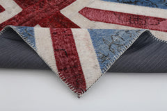 Flag Patchwork Mavi Figürlü Pamuk Yün El Dokuma Halısı 123x182 Agacan