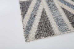Flag Patchwork Gri Figürlü Pamuk Yün El Dokuma Halısı 93x154 Agacan