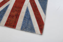 Flag Patchwork Mavi Figürlü Pamuk Yün El Dokuma Halısı 82x149 Agacan