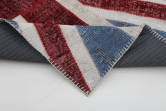 Flag Patchwork Mavi Figürlü Pamuk Yün El Dokuma Halısı 83x152 Agacan