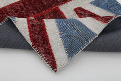 Flag Patchwork Mavi Figürlü Pamuk Yün El Dokuma Halısı 82x152 Agacan