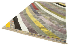 Scrap Yeşil Geometrik Pamuk Yün El Dokuma Halısı 210x317 Agacan