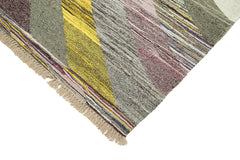 Scrap Yeşil Geometrik Pamuk Yün El Dokuma Halısı 210x317 Agacan