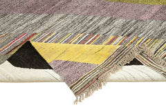 Scrap Yeşil Geometrik Pamuk Yün El Dokuma Halısı 210x317 Agacan