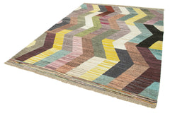 Scrap Mavi Geometrik Pamuk Yün El Dokuma Halısı 212x300 Agacan