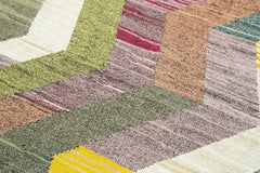 Scrap Mavi Geometrik Pamuk Yün El Dokuma Halısı 212x300 Agacan