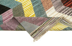 Scrap Mavi Geometrik Pamuk Yün El Dokuma Halısı 212x300 Agacan