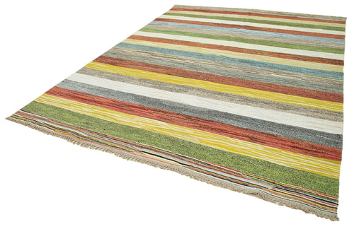 Scrap Turuncu Geometrik Pamuk Yün El Dokuma Halısı 247x328 Agacan
