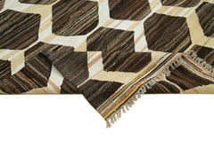Scrap Fuşya Geometrik Pamuk Yün El Dokuma Halısı 255x330 Agacan