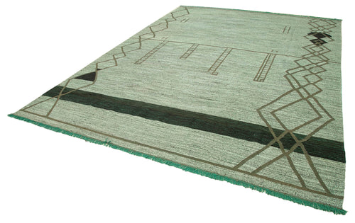 Scrap Siyah Geometrik Pamuk Yün El Dokuma Halısı 304x430 Agacan