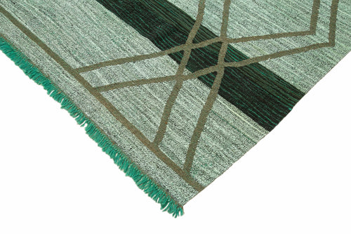 Scrap Siyah Geometrik Pamuk Yün El Dokuma Halısı 304x430 Agacan