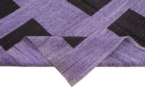 Scrap Mor Geometrik Pamuk Yün El Dokuma Halısı 313x435 Agacan