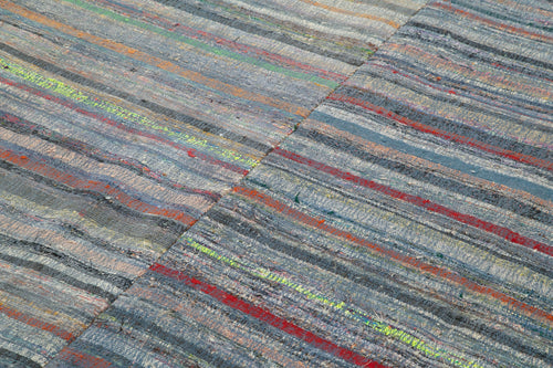 Chaput Kilim Mor Çizgili Pamuk Yün El Dokuma Halısı 184x294 Agacan