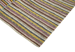 Chaput Kilim Kahverengi Çizgili Pamuk Yün El Dokuma Halısı 192x305 Agacan