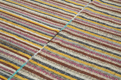 Chaput Kilim Kahverengi Çizgili Pamuk Yün El Dokuma Halısı 192x305 Agacan