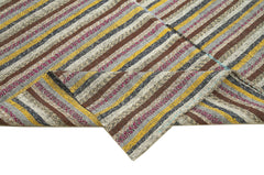 Chaput Kilim Kahverengi Çizgili Pamuk Yün El Dokuma Halısı 192x305 Agacan