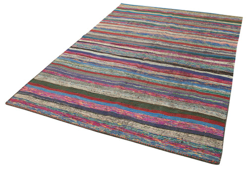 Chaput Kilim Beyaz Çizgili Pamuk Yün El Dokuma Halısı 173x245 Agacan