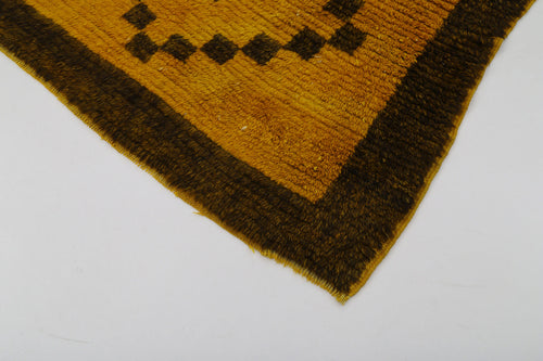 Tulu Sarı Geometrik Pamuk Yün El Dokuma Halısı 120x196 Agacan