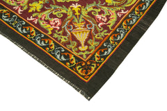 Moldovian Floral Kahverengi Çiçekli Pamuk Yün Keçi Tüyü El Dokuma Halısı 156x215 Agacan