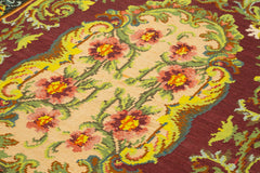 Moldovian Floral Kahverengi Çiçekli Pamuk Yün Keçi Tüyü El Dokuma Halısı 156x215 Agacan