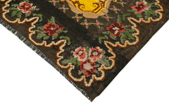 Moldovian Floral Kahverengi Çiçekli Pamuk Yün Keçi Tüyü El Dokuma Halısı 200x246 Agacan