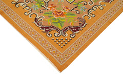 Moldovian Floral Sarı Çiçekli Pamuk Yün Keçi Tüyü El Dokuma Halısı 200x300 Agacan