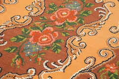 Moldovian Floral Kahverengi Çiçekli Pamuk Yün Keçi Tüyü El Dokuma Halısı 175x283 Agacan