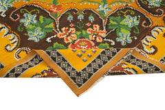 Moldovian Floral Sarı Çiçekli Pamuk Yün Keçi Tüyü El Dokuma Halısı 194x297 Agacan