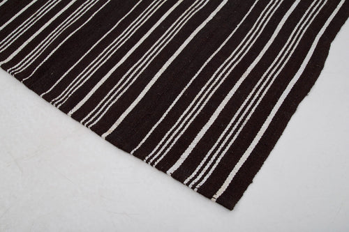 Striped Kilim Siyah Çizgili Keçi Tüyü El Dokuma Halısı 172x230 Agacan